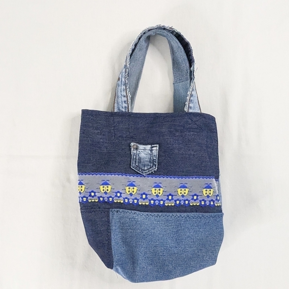 VTG Denim Patchwork Ladybug Shoulder Bag